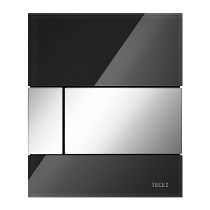 Стеклянная панель смыва для писсуара TECEsquare, стекло черное, клавиши хром глянцевый
