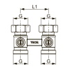 Запорно-присоединительный узел TECE для нижнего подключения радиаторов, проходной