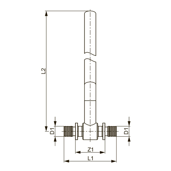Монтажная трубка TECEflex для подключения радиаторов проходная, 15 мм, медная никелированная