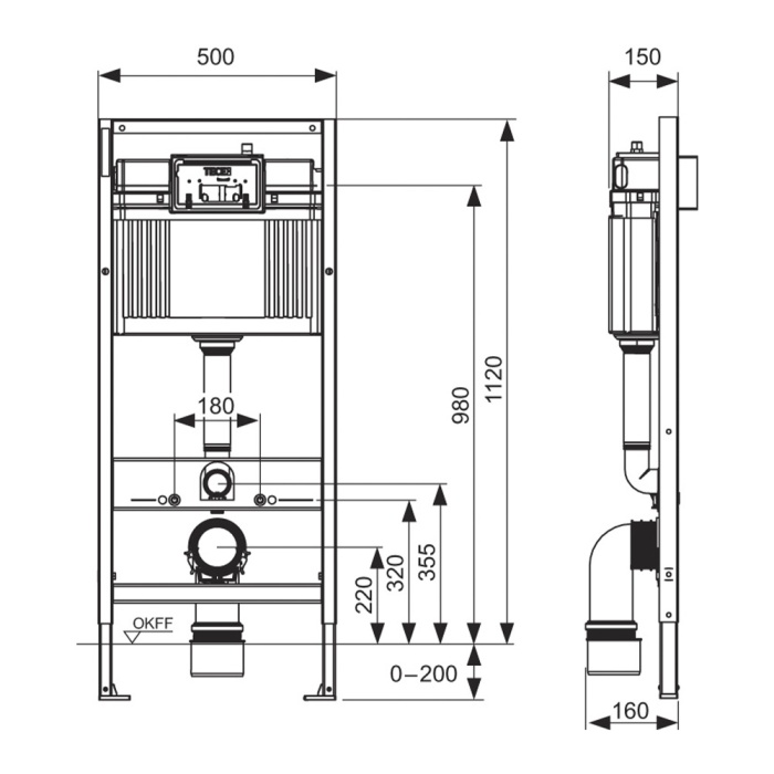 Комплект для установки подвесного унитаза: застенный модуль, пластиковая панель смыва TECEnow, белая