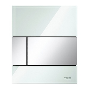 Стеклянная панель смыва для писсуара TECEsquare, стекло мятный зеленый, клавиши хром глянцевый