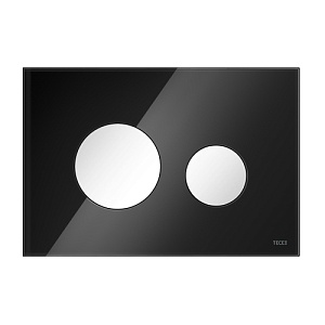 Стеклянная панель смыва для унитаза TECEloop,  стекло черное, клавиши белые
