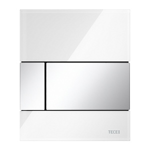 Стеклянная панель смыва для писсуара TECEsquare, стекло белое, клавиши хром глянцевый