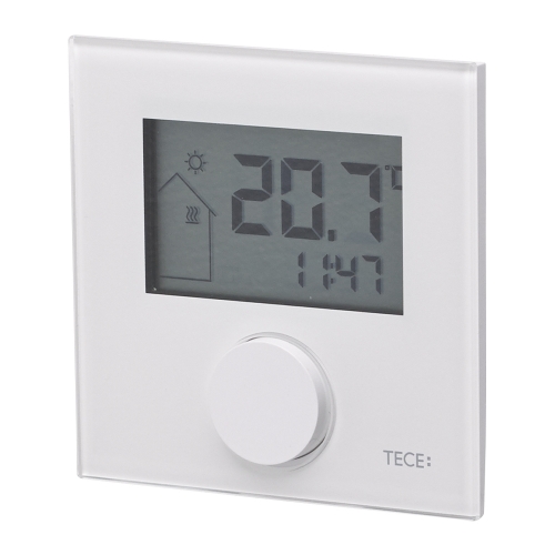 Стеклянный дизайнерский комнатный термостат TECEfloor RTF-D, ЖК-дисплей, белый