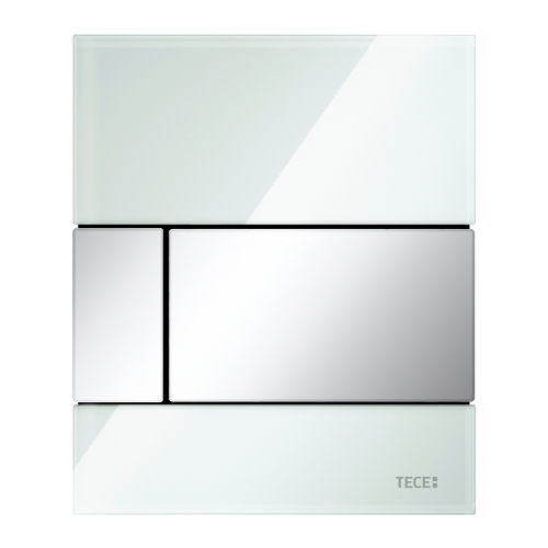 Стеклянная панель смыва для писсуара TECEsquare, стекло мятный зеленый, клавиши хром глянцевый