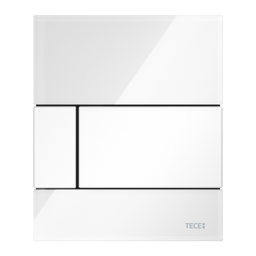 Стеклянная панель смыва для писсуара TECEsquare, стекло белое, клавиши белые